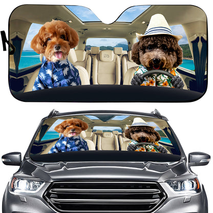 Petthouse | Poodle Dog Summer Cloth Windshield Sun Shade Dog Beach Driving Front Window Sun Visor Summer Vibe