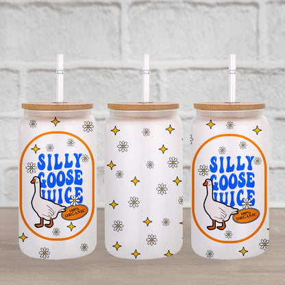 Petthouse | Silly Goose Juice Glass Can, Funny Silly Goose Iced Coffee Cup, Silly Goose Juice