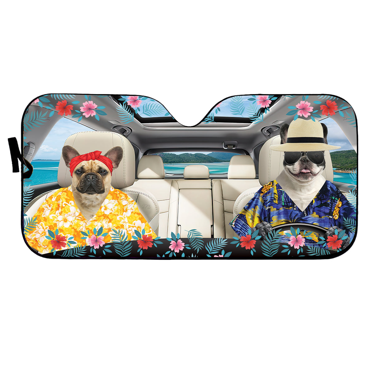 Petthouse | Customized Photo Dog Sunshade French Bulldog Hawaii Windshield Sun Shade Summer Sun Visor