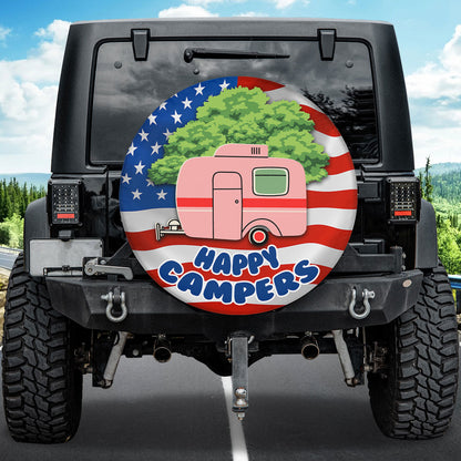 Petthouse | Happy Campers Spare Tire Cover Caravan Camping Car Wheel Tire Covers Usa Flag Print American