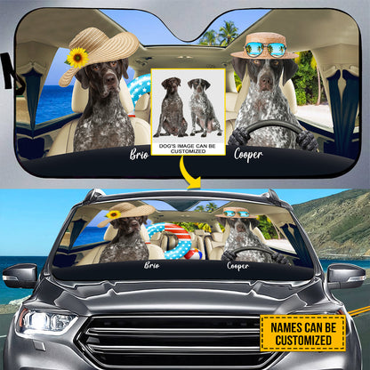 Petthouse | Custom Photo Sunshade For Car German Shorthaired Pointer Go To Beach Car Sun Shade Windshield