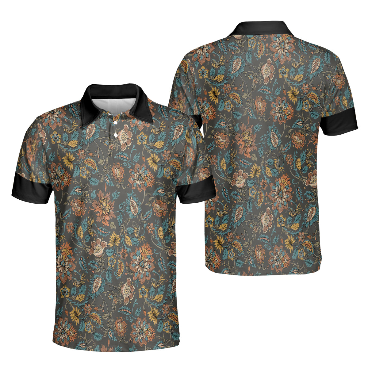 Petthouse | Personalized Indian Paisley Floral Seamless Pattern Polo Shirt Flowers Art Vintage