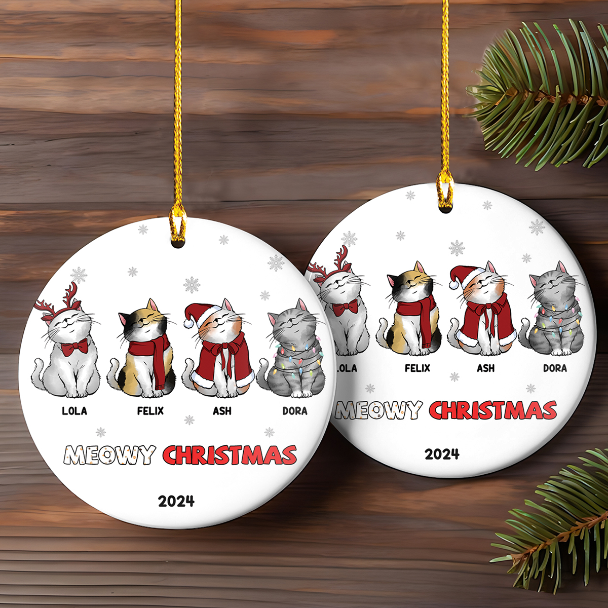 Petthouse | Custom Meowy Christmas Ornament, Pet Loss Memorial Gift, Xmas Gift, Meow Catmas, Christmas Gift