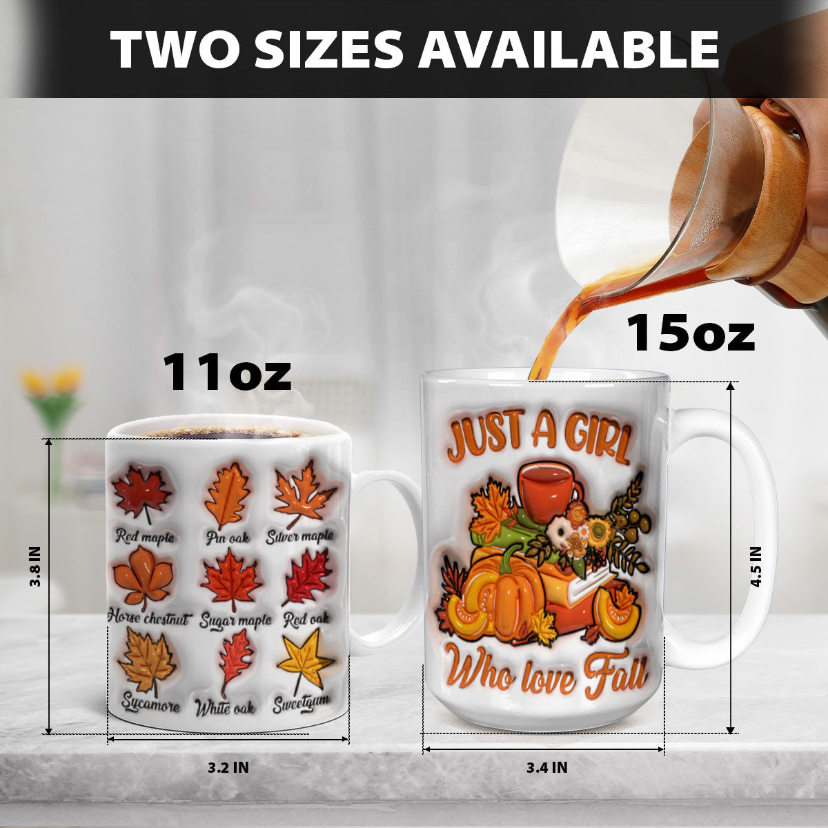 Petthouse | Just A Girl Who Love Fall Mug, 3d Inflated Fall Leaves Mug, Retro Fall Season Thanksgiving