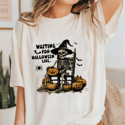 Petthouse | Just Waiting For Halloween Shirt, Spooky Summer Halloween Shirt, Halloween Party Shirt