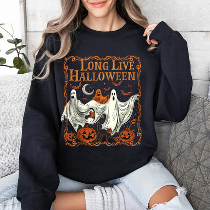 Petthouse | Long Live Halloween Shirt, Spooky Season Tee Pumpkin, Retro Halloween, Ghost Spooky Vibes