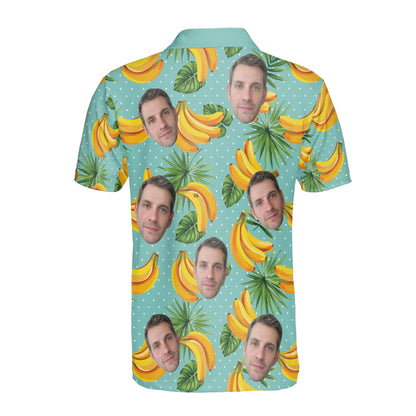 Petthouse | Customized Picture Palm Tree Banana Seamless Pattern Polo Shirt Banana Fruits Summer Golf Shirt Friends