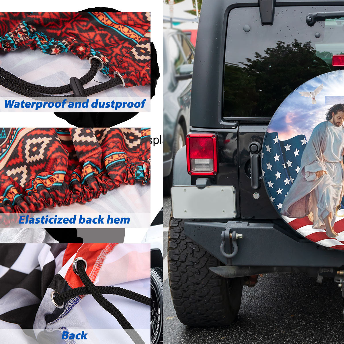 Petthouse | Jesus Lion Usa Flag Wheel Tire Covers God Believer Gifts Seasonal Tire Totes Spare Tire Cover