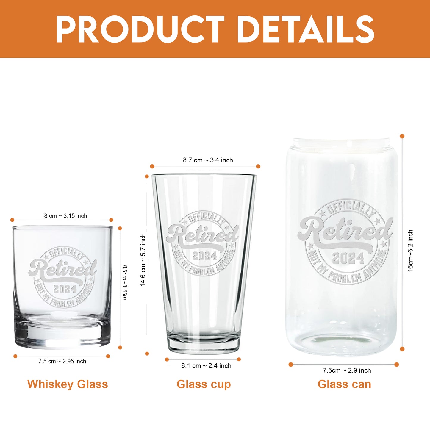 Petthouse | Custon Officially Retired Not My Problem Anymore Whiskey Glass, Gifts For Men