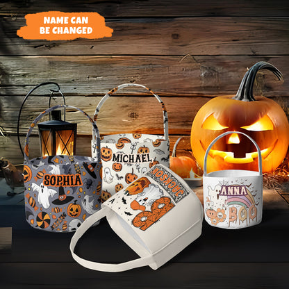 Petthouse | Personalized Boo Halloween Basket, Spooky Pumpkin Kid Bag, Trick Or Treat, Boo Candy Bag