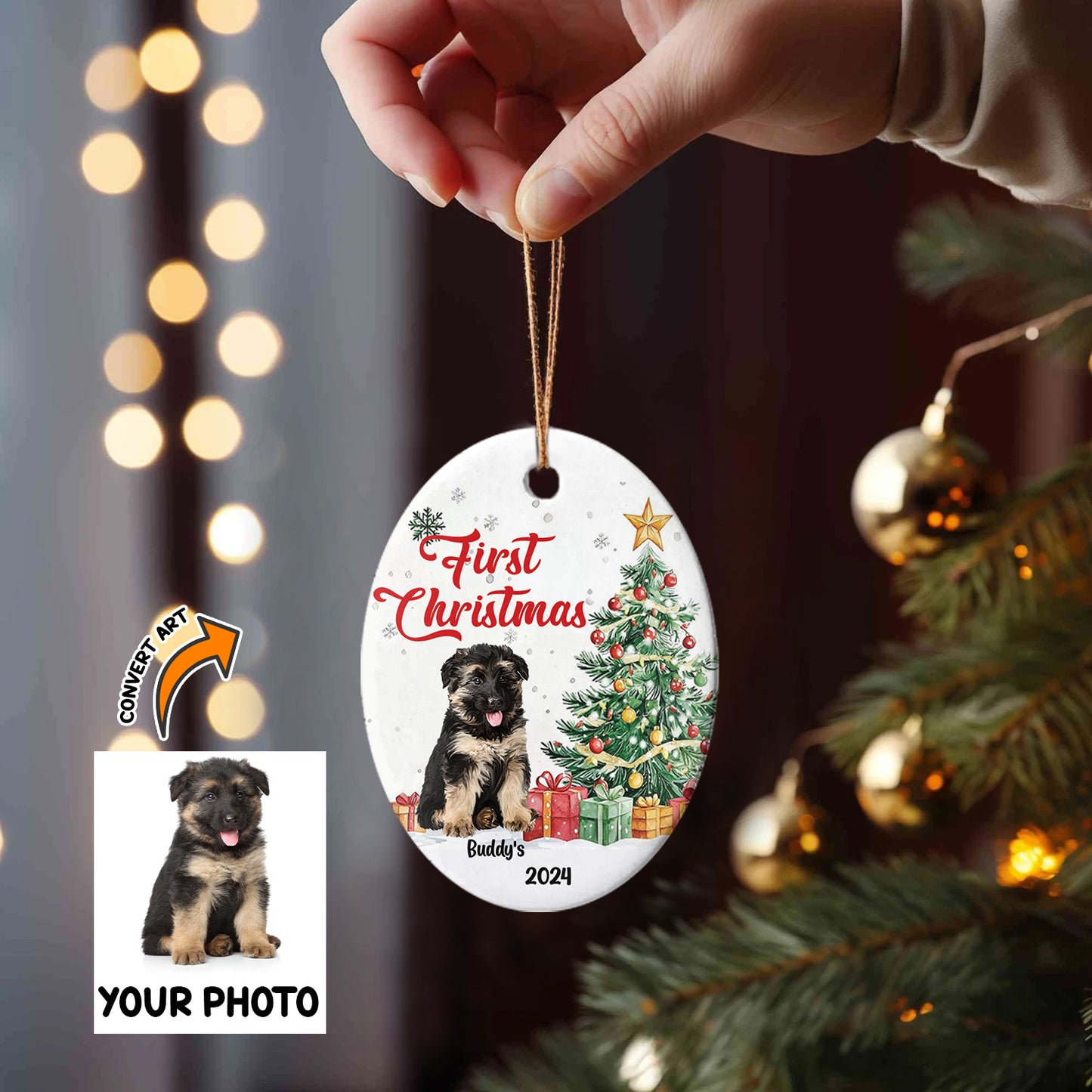 Petthouse | Personalised Dogs First Christmas Ornament, Puppy's 1st Xmas Tree Decoration, Memorial Gift