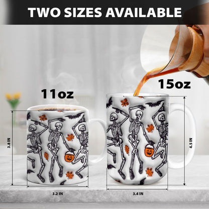 Petthouse | Dancing Skeleton Halloween Inflated 3d Mug, Halloween Mug, Halloween Coffee Cup