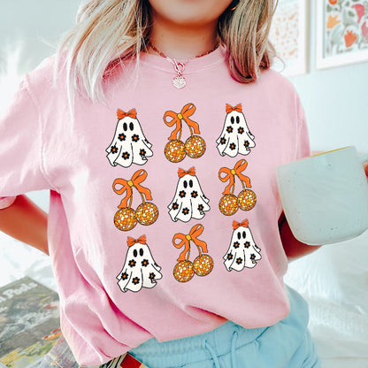 Petthouse | Ghost Halloween Shirt, Halloween Сute Ghost Coquette Disco Cherry T-shirt, Spooky Season