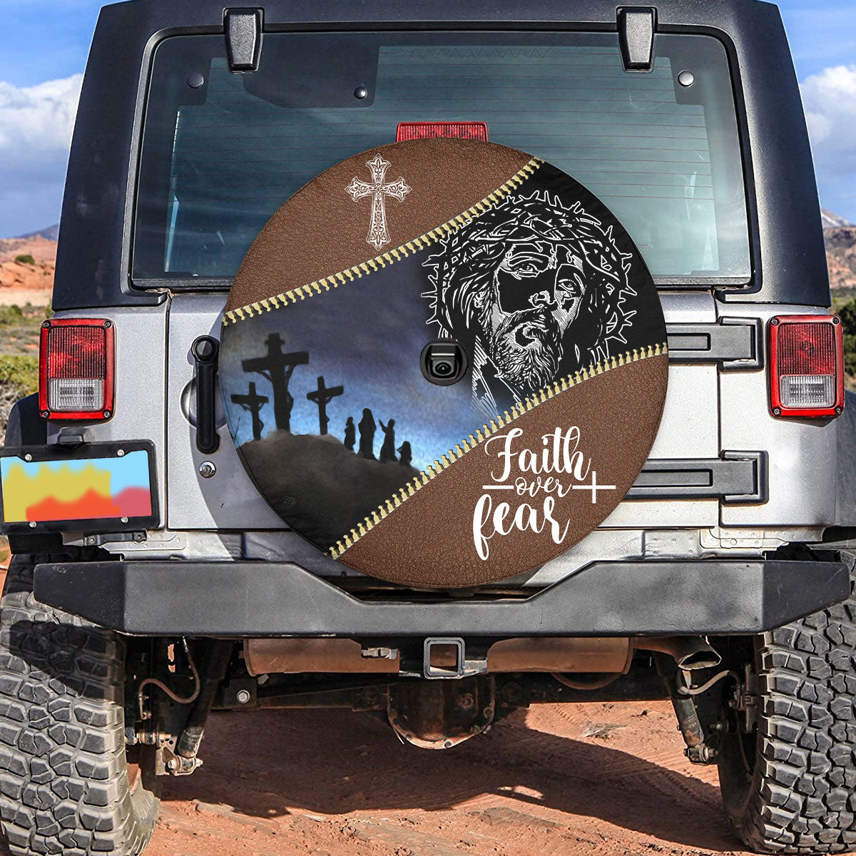 Petthouse | Christian Faith Over Fear Spare Tire Cover Jesus Car Accessories Christmas Decor Truck Decor