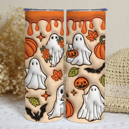 Petthouse | Halloween Ghost Spooky Vibes Inflated Skinny Tumbler, Halloween Ghost Spooky Vibes