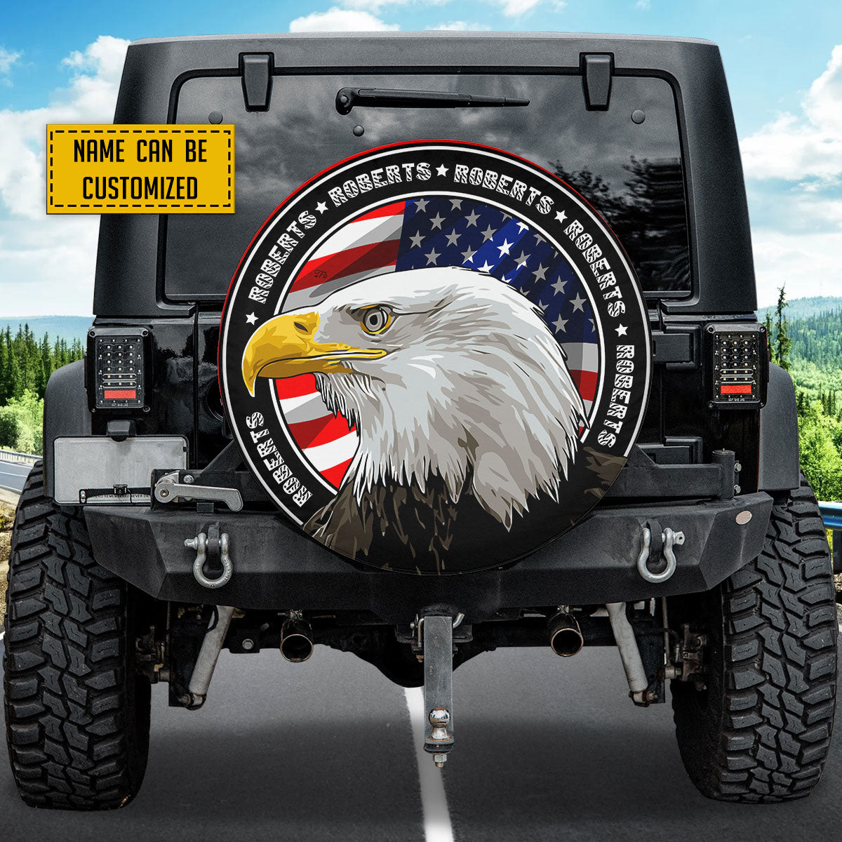 Petthouse | Customized Eagle Head On American Flag Spare Tire Cover For Patriot 4th Of July Independence Day