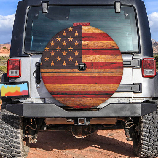 Petthouse | American Flag Spare Tire Cover Patriotic 4th Of July Tire Protector Independence Day Wheel