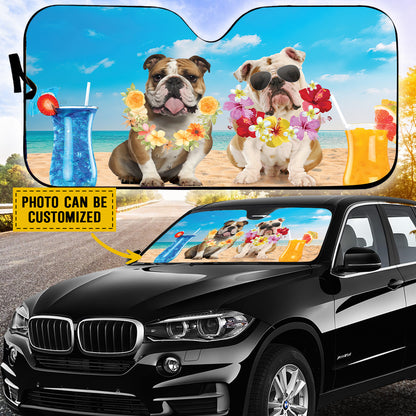 Petthouse | English Bulldog Summer Time Sunshade Personalized Dog Lover Sunshade Windshield Car Accessories