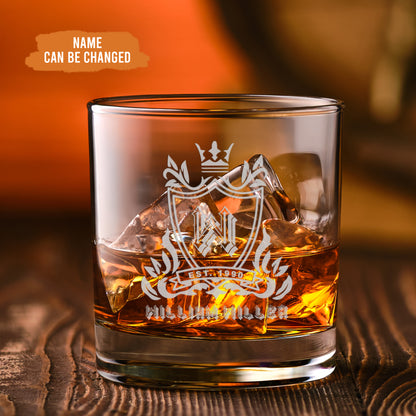 Petthouse | Personalized Etched Whiskey Glass, Dad Scotch Drinking Birthday, Liquor Cocktail Rocks