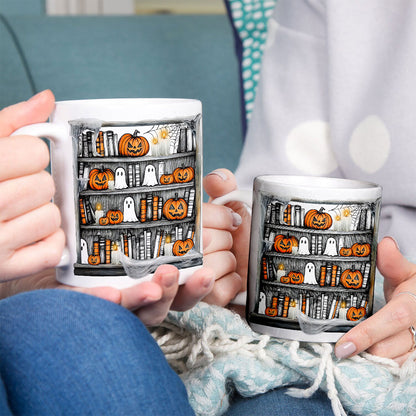 Petthouse | Ghost Books Halloween Mug, Teacher Halloween Mug, Book Lover Coffee, Halloween Reading Book