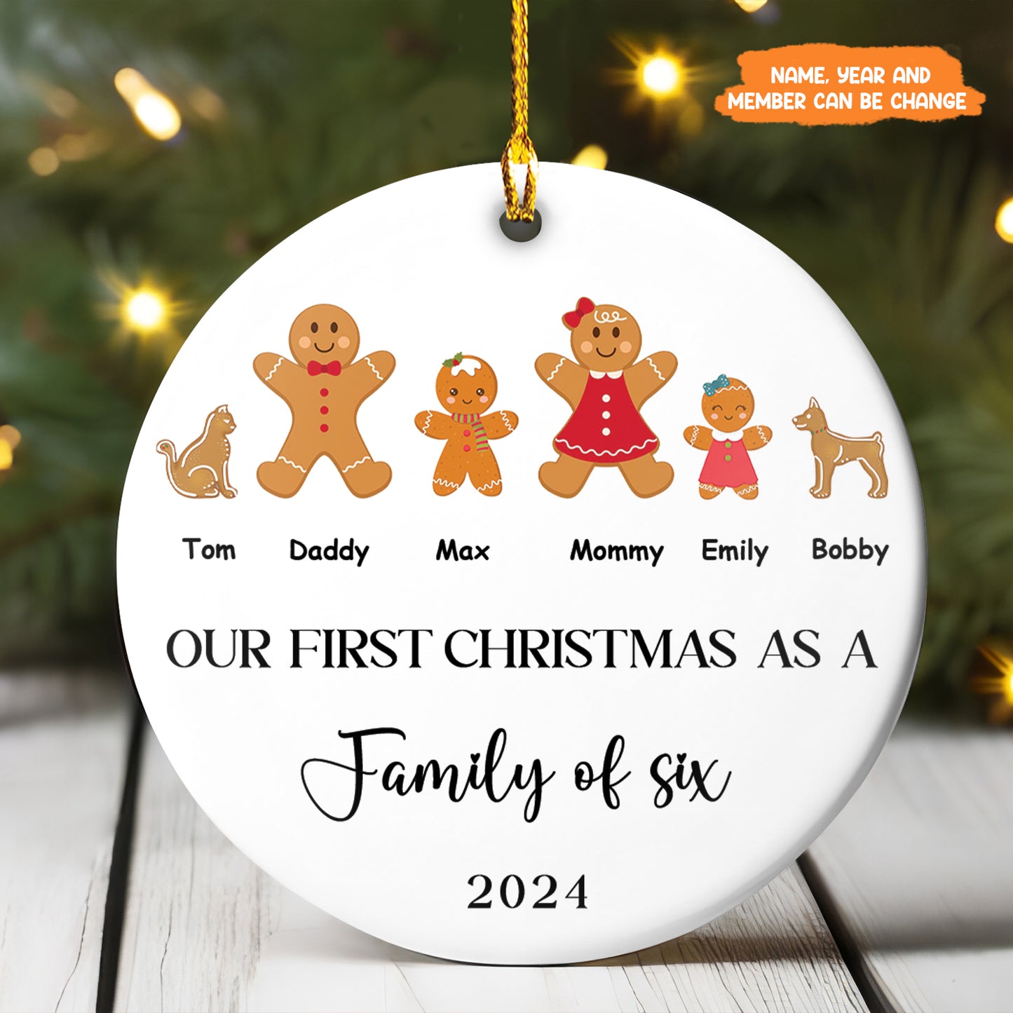 Petthouse | Personalized Family Of Four Christmas Ornament, First Baby Xmas Family Ornament, Baby Family