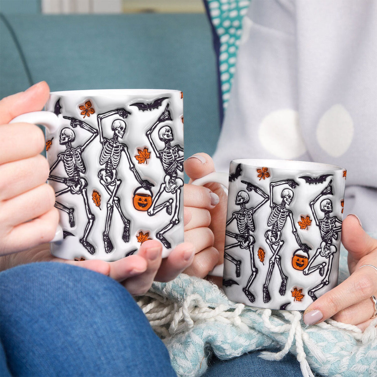 Petthouse | Dancing Skeleton Halloween Inflated 3d Mug, Halloween Mug, Halloween Coffee Cup