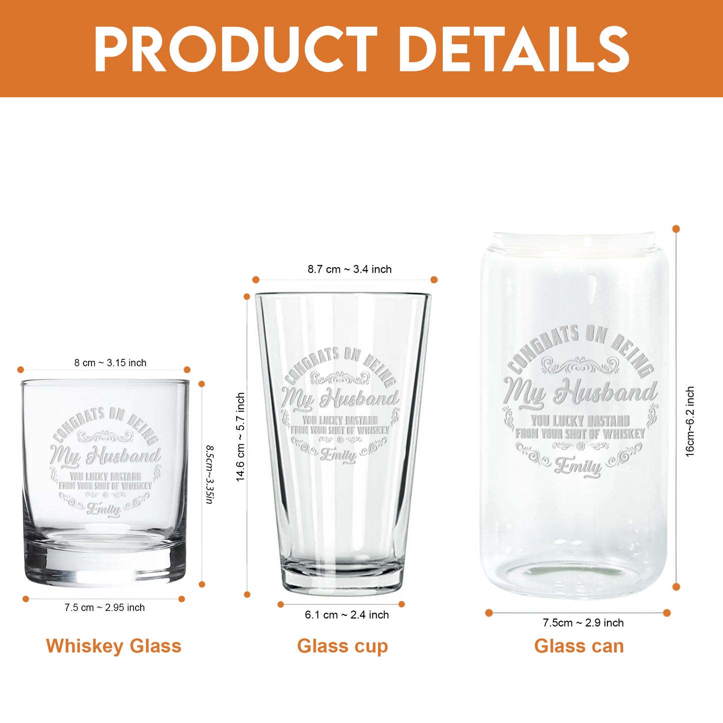 Petthouse | Custom Congrats On Being My Husband Whiskey Glass, Anniversary Gift For Husband Wife