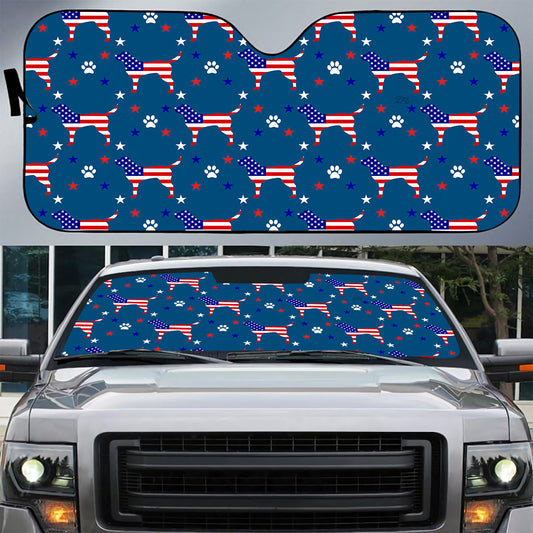 Petthouse | Labrador Retriever Windshield Sun Shade American Flag Print Sun Visor For Car Windshield