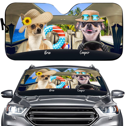 Petthouse | Chihuahua Summer Driving Car Sun Shade Windshield Dog Sunshade Customized Photo Sunshades For Car