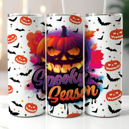 Petthouse | Pumpkin Halloween Tumbler Wrap, Spooky Season 20 Oz Tumbler, Pumpkin Tumbler Wrap Retro