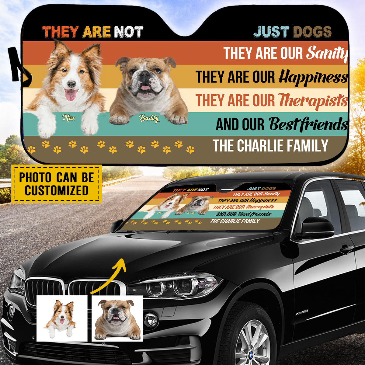 Petthouse | Windshield Sun Shade Dogs Not Just Dogs Car Sun Shade Windshield Customized Sunshade