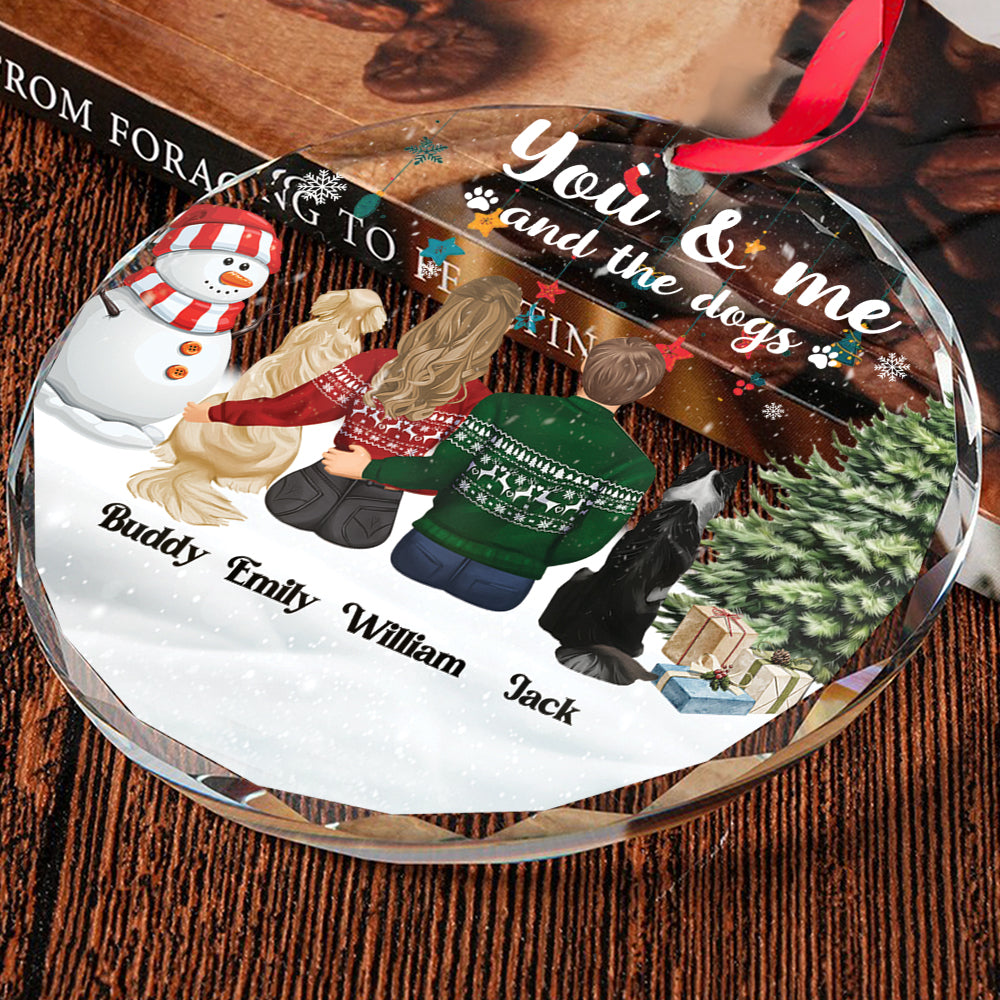 Petthouse | Personalized You & Me And The Dogs Glass Ornament, Couple & Fur Babies Christmas, Xmas Dog Family