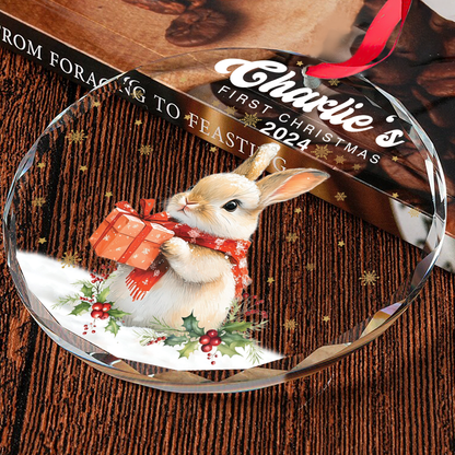 Petthouse | Personalized Baby's First Christmas Ornament 2024, Baby Rabbit Ornament, Christmas Gift