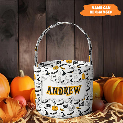 Petthouse | Personalized Trick Or Treat Bag, Bat Trick-or-treat Bucket, Candy Halloween Kids