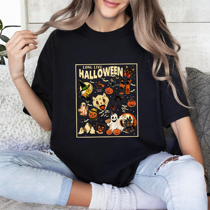 Petthouse | Long Live Halloween Shirt, Vintage Retro Halloween Shirt, Spooky Season, Pumpkin Black Cat