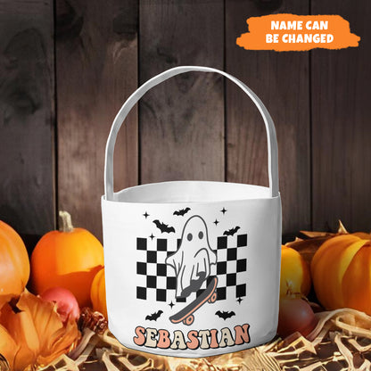 Petthouse | Personalized Trick Or Treat Bag, Halloween Basket Tote, Trick-or-treat Bag, Candy Halloween Bag