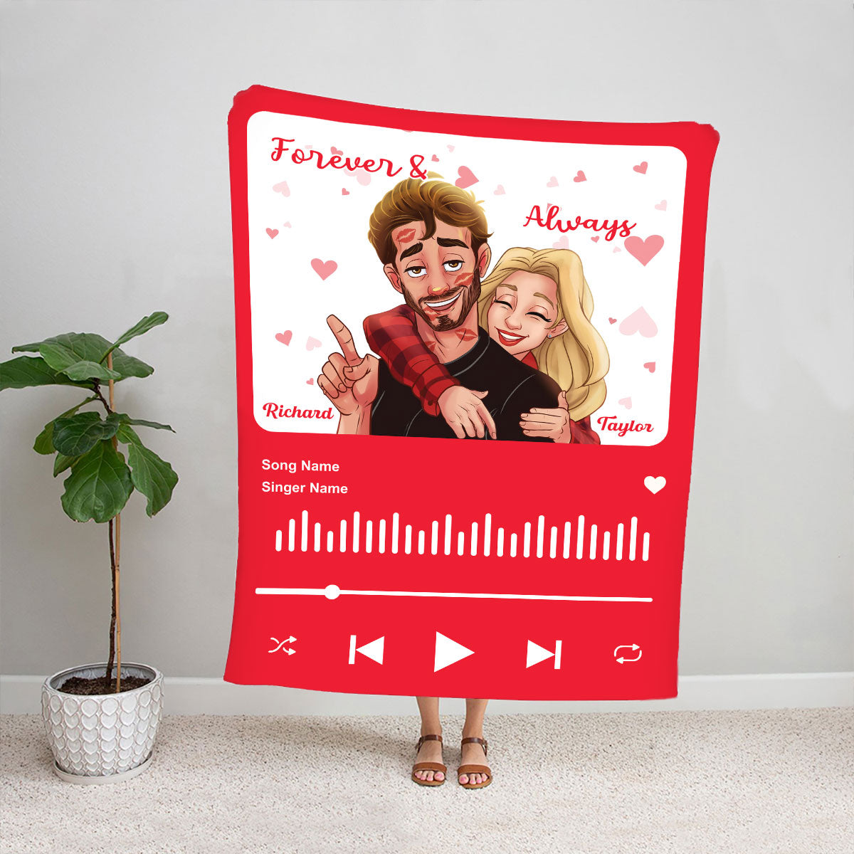 Petthouse | Personalized Music Blanket With Custom Photo, Song Choice Valentines Gift For Him And For Her