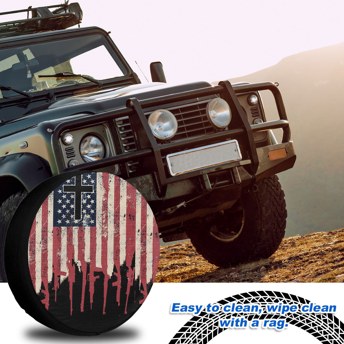 Petthouse | Veteran Usa Car Tire Cover Christian Car Accessories Faith Gift Veteran Memorial Day Spare Tire Cover