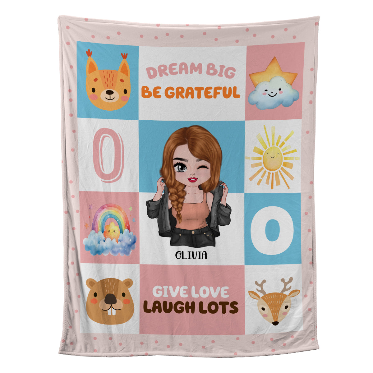 Petthouse | Personalized Dream Big Be Grateful Cozy Blanket, Give Love Laugh Lots Throw Blanket, Back To School Gifts