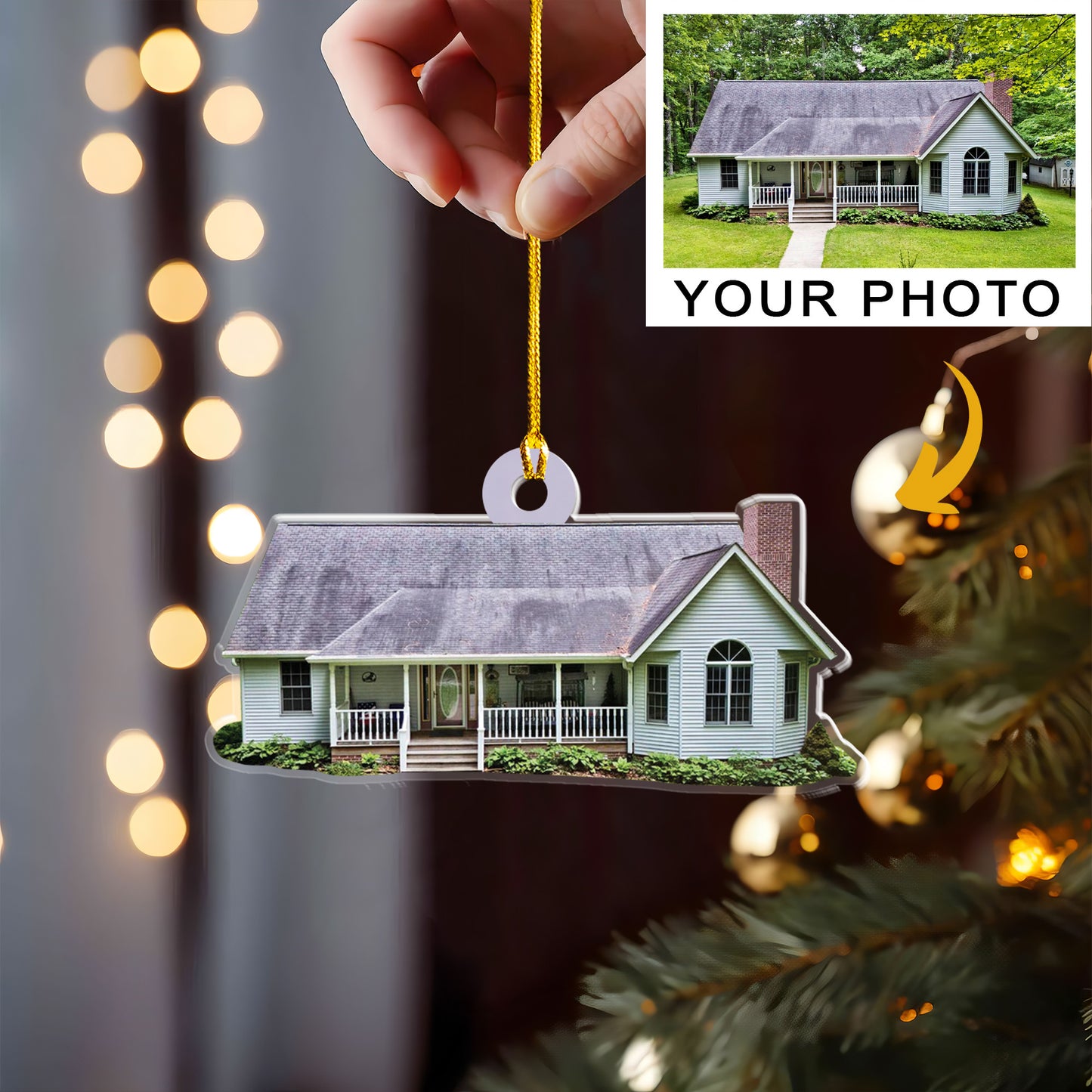 Petthouse | Custom House Photo Christmas Ornament, House Ornament Christmas, House 2025 Xmas Gift For Family