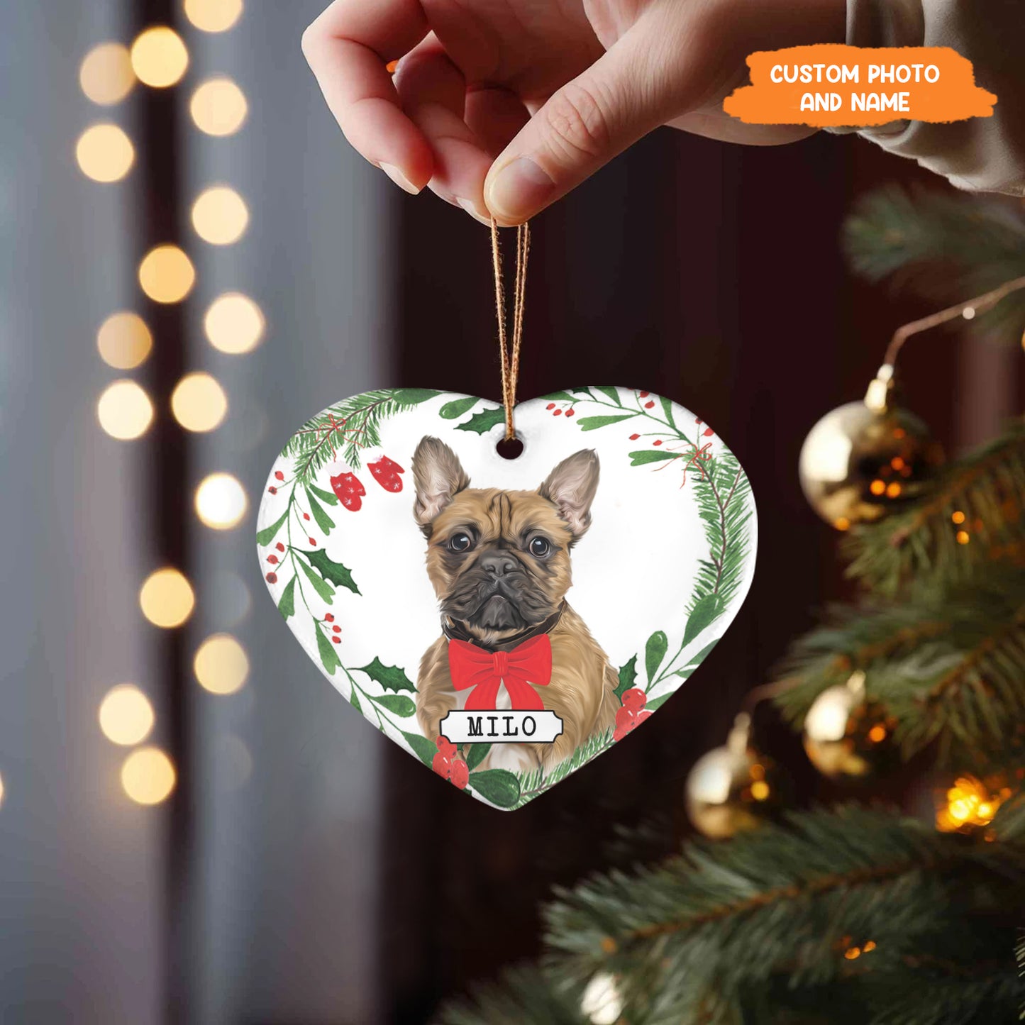 Petthouse | Personalized Dog Ornament, Dog Ornament, Pet Portrait Ornament, Christmas Ornament Hanging