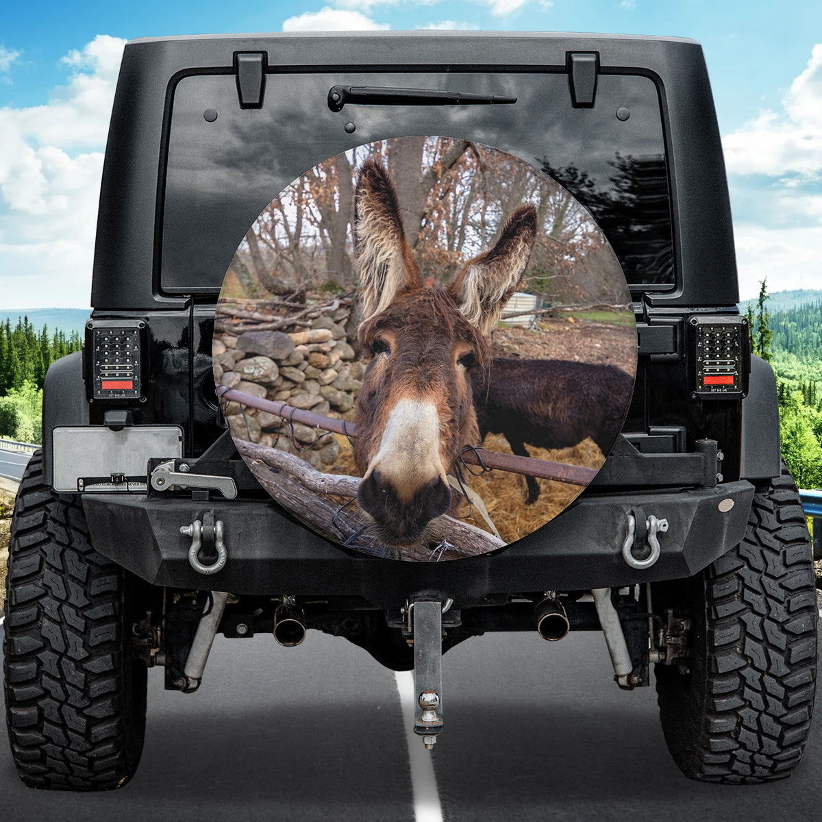 Petthouse | Donkey Funny Spare Tire Cover Donkey Big Head Camper Tire Cover Humorous Durable Tire Protector