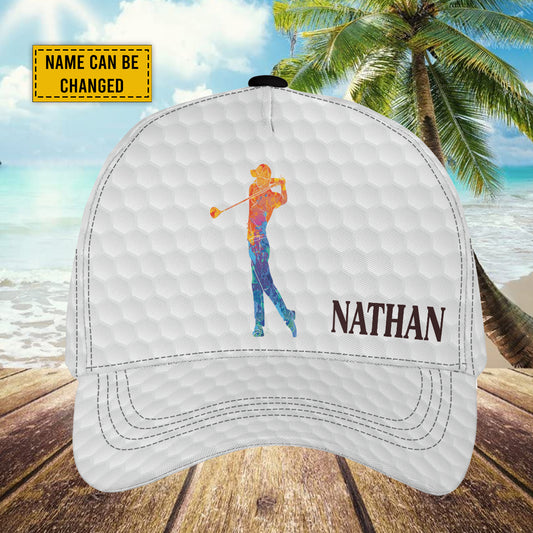 Petthouse | Personalized Name Golfer Watercolor Baseball Cap Golf Dad Gift Golf Athletes Gift Golf Hat Gift Golf's