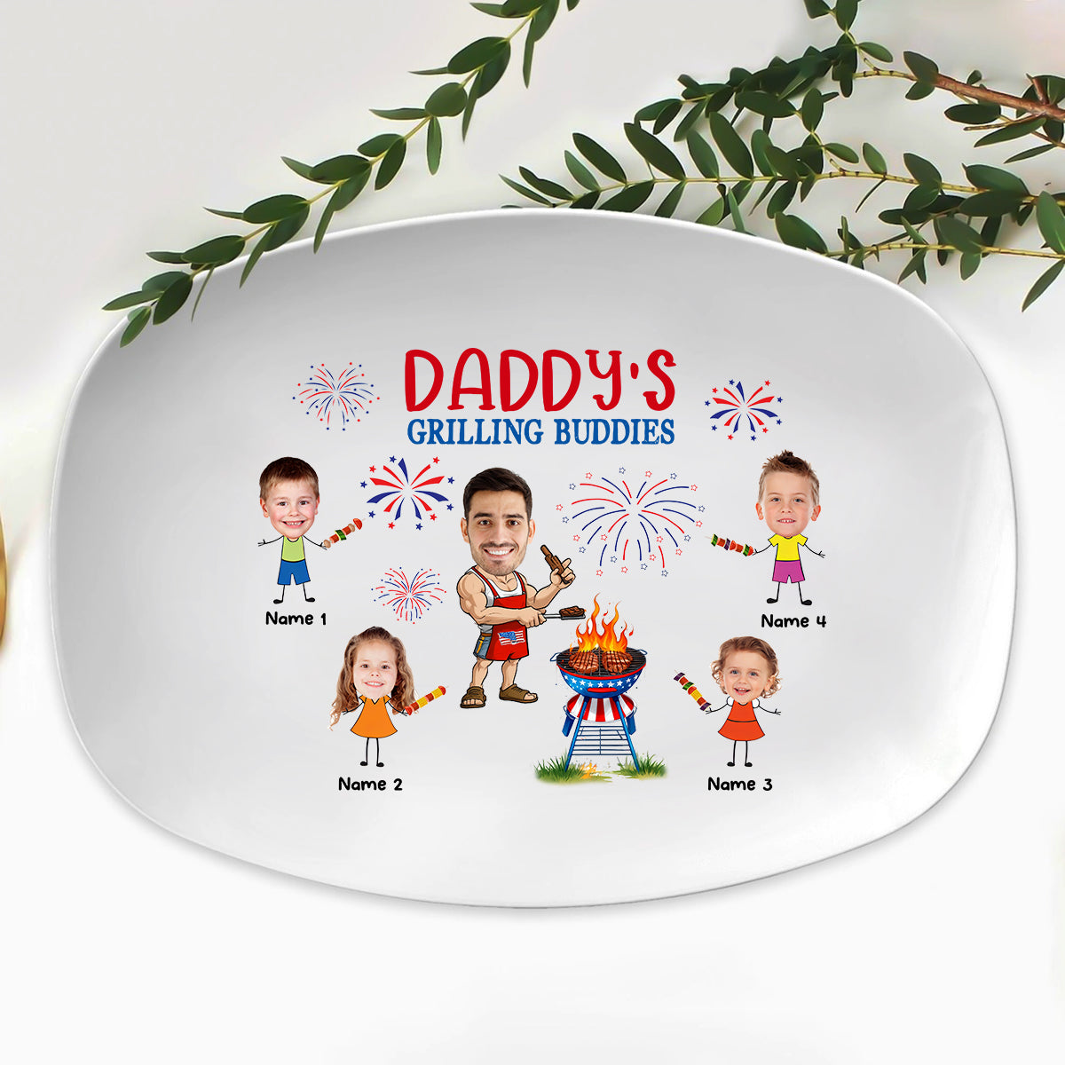 Petthouse | Personalized Daddy's Drilling Buddies Grilling Plate Independence Day, Daddy Grilling Plate, Independence Day Gift