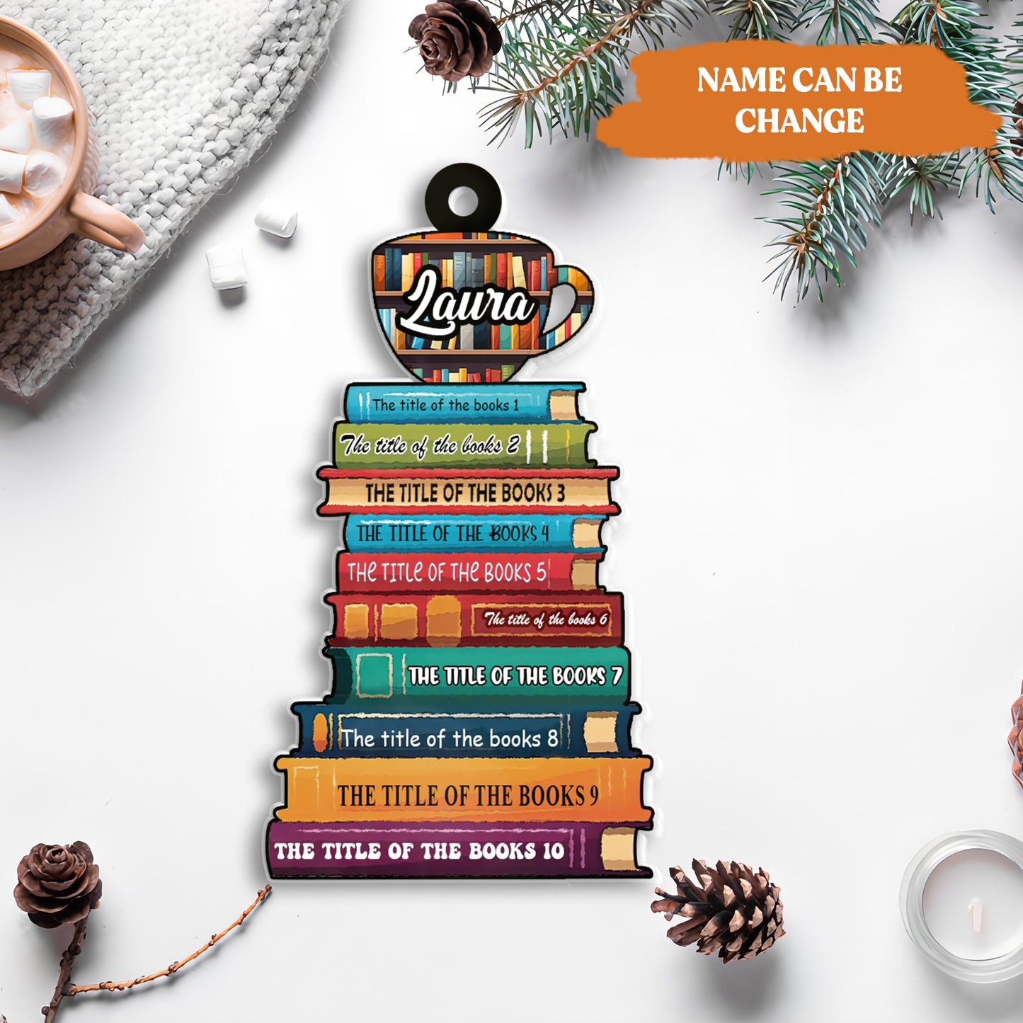 Petthouse | Personalized Books Title Christmas Ornament, Books Ornament Librarian, Gift For Bookworm