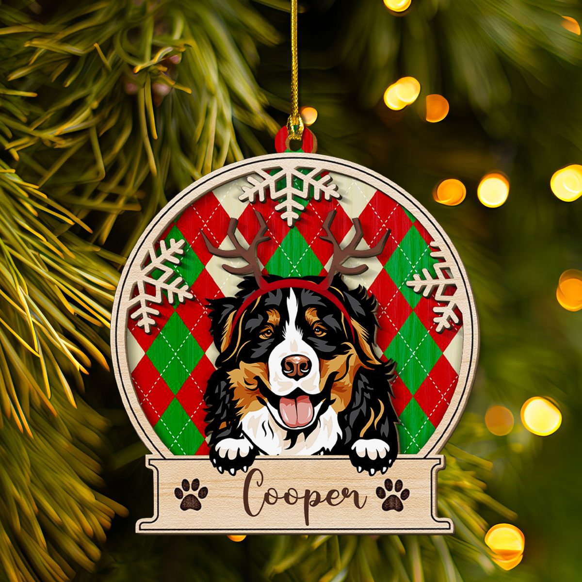 Petthouse | Personalized Peeking Dog Christmas Wooden Ornament, Funny Dog Ornament, Dog Lovers Xmas Gift