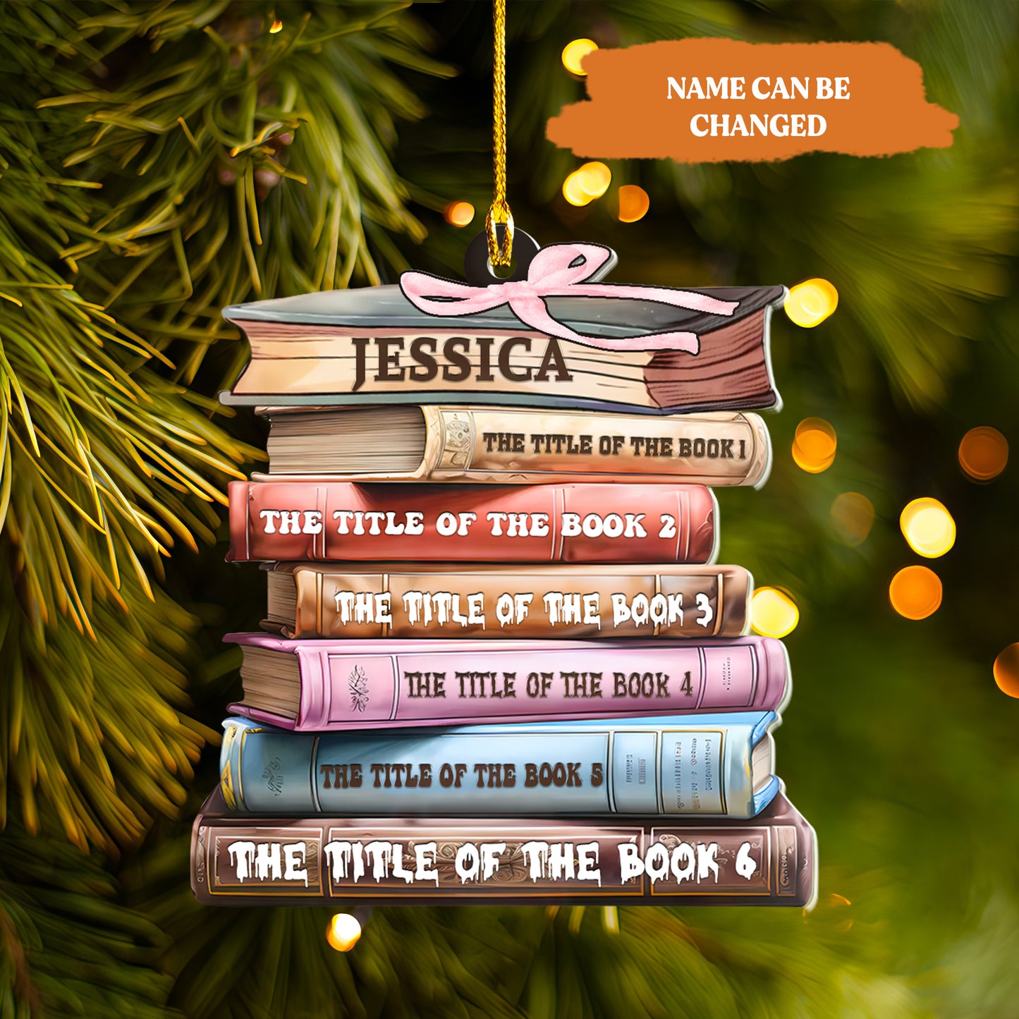 Petthouse | Custom Book Christmas Ornament, Title Of Books Gifts, Bookworm Ornament, Librarian Ornament