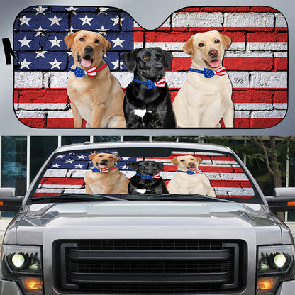 Petthouse | Patriot Car Accessories Dog Sunshade Windshield Sun Shade Labrador Retriever American Flag