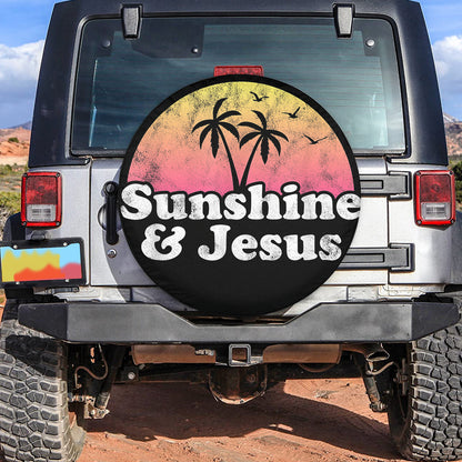 Petthouse | Sunshine And Jesus Spare Tire Cover Retro Sunset Wheel Tire Cover Accessories For Travel Trailer