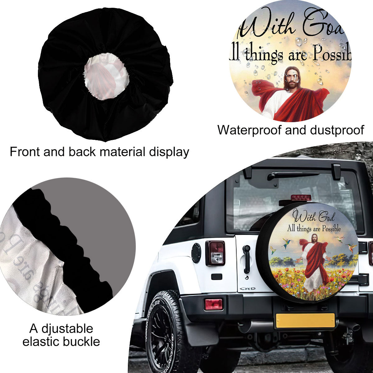 Petthouse | Jesus God Wheel Tire Covers Hummingbird Beautiful Landscape With God All Things Spare Tire Cover